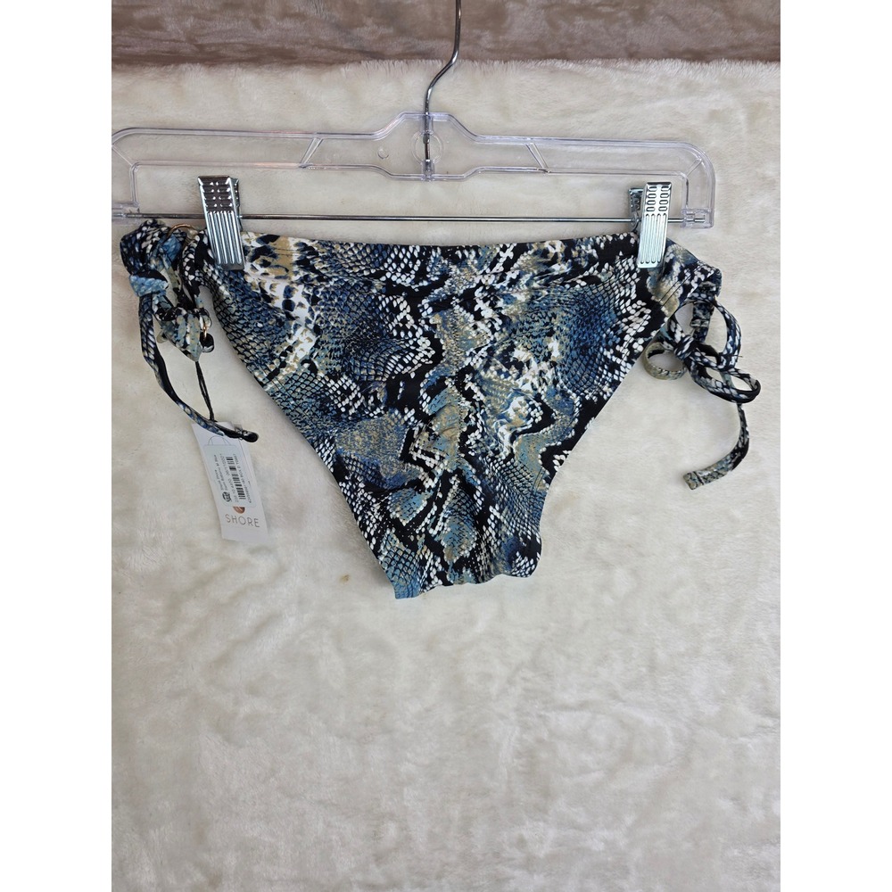 Shade & Shore Blue Snake Print Bikini Set Small Top Medium Bottoms AF018T AF019B - Picture 3 of 14